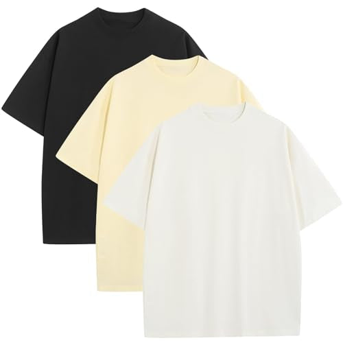 Mens Oversized T-Shirts Fashion Loose Fit Crewneck Tshirt Streetwear Heavyweight Short Sleeve Gym Workout Tops