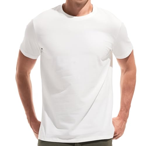 VEIISAR Men's Heavy Weight Crew Neck T-Shirt Mens Premium Cotton Tee - Pre Shrunk S-3XL