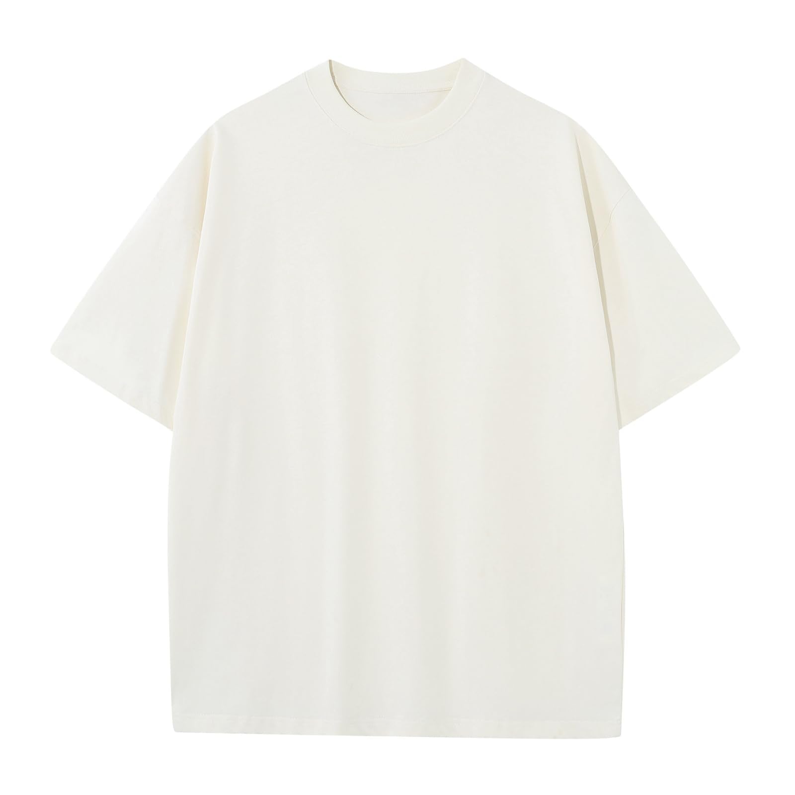 KEEPSHOWING Men's Cotton T-Shirts Oversized Unisex Short Sleeve Crew Neck Loose Basic Tops Solid Athletic Tee