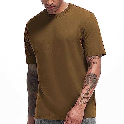 VEIISAR Men's Heavy Weight Crew Neck T-Shirt Mens Premium Cotton Tee - Pre Shrunk S-3XL