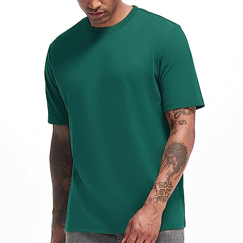 VEIISAR Men's Heavy Weight Crew Neck T-Shirt Mens Premium Cotton Tee - Pre Shrunk S-3XL