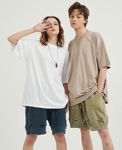 Mens Oversized T-Shirts Fashion Loose Fit Crewneck Tshirt Streetwear Heavyweight Short Sleeve Gym Workout Tops