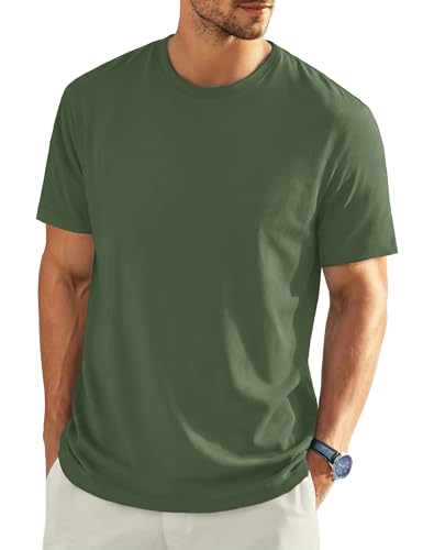 EKLENTSON Men's Cotton Crewneck T-Shirts Short Sleeve Plain Tee Moisture Wicking Casual Tshirts Solid Color