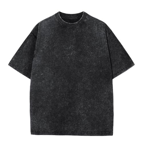 Mens Oversized T-Shirts Fashion Loose Fit Crewneck Tshirt Streetwear Heavyweight Short Sleeve Gym Workout Tops