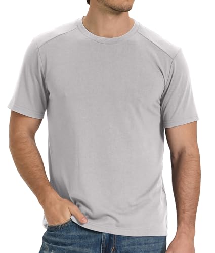 BAMBOO COOL Mens Undershirts Pack, Soft T Shirts for Men, Moisture Wicking Tees, Stretchy Breathable Crew Neck Inner Shirt