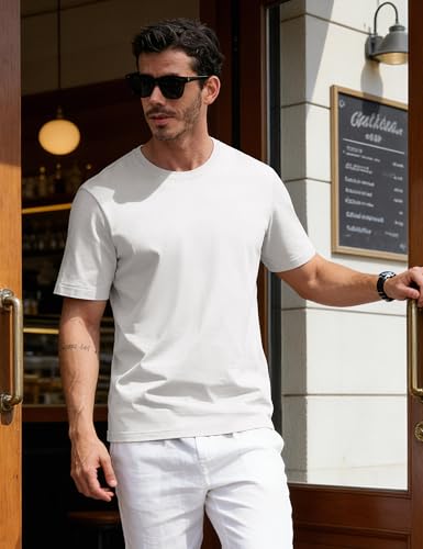 EKLENTSON Men's Cotton Crewneck T-Shirts Short Sleeve Plain Tee Moisture Wicking Casual Tshirts Solid Color