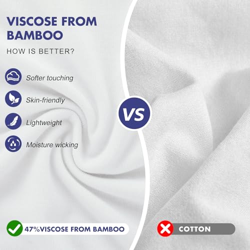 BAMBOO COOL Mens Undershirts Pack, Soft T Shirts for Men, Moisture Wicking Tees, Stretchy Breathable Crew Neck Inner Shirt