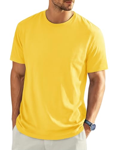 EKLENTSON Men's Cotton Crewneck T-Shirts Short Sleeve Plain Tee Moisture Wicking Casual Tshirts Solid Color
