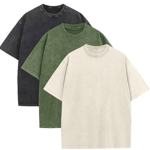 Mens Oversized T-Shirts Fashion Loose Fit Crewneck Tshirt Streetwear Heavyweight Short Sleeve Gym Workout Tops