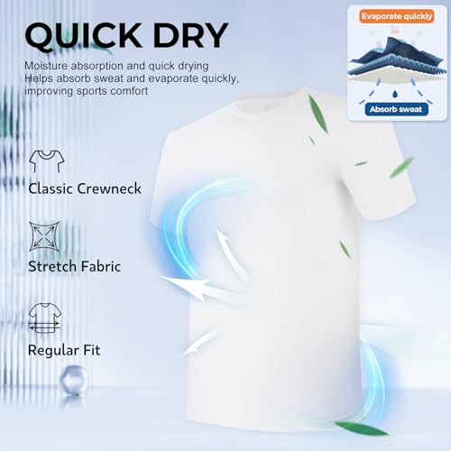 BAMBOO COOL Mens Undershirts Pack, Soft T Shirts for Men, Moisture Wicking Tees, Stretchy Breathable Crew Neck Inner Shirt