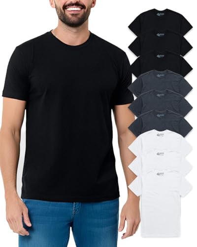 INTO THE AM Mens T Shirts Soft Cotton Blend Crew Neck Tee S - 4XL Athletic Fit Plain Casual T-Shirt for Men