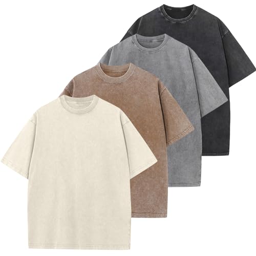 Mens Oversized T-Shirts Fashion Loose Fit Crewneck Tshirt Streetwear Heavyweight Short Sleeve Gym Workout Tops