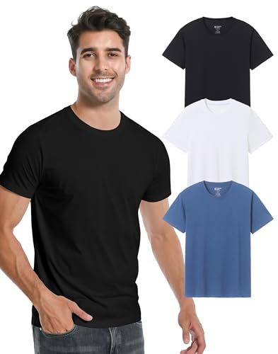 Pioneer Camp Mens Bamboo Viscose T Shirt Ultra Soft Plain Tshirts for Men Cooling Crew Neck Casual Basic Tee Shirt Undershirt