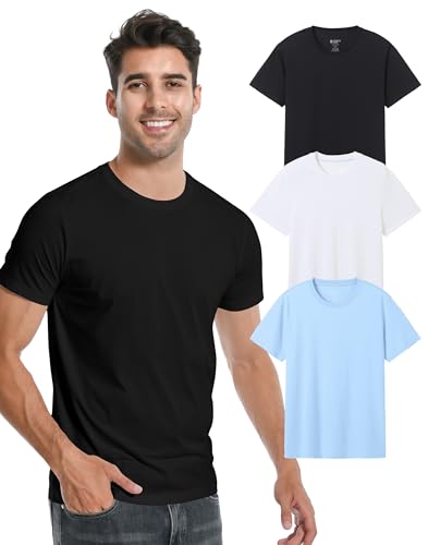 Pioneer Camp Mens Bamboo Viscose T Shirt Ultra Soft Plain Tshirts for Men Cooling Crew Neck Casual Basic Tee Shirt Undershirt