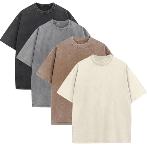 Mens Oversized T-Shirts Fashion Loose Fit Crewneck Tshirt Streetwear Heavyweight Short Sleeve Gym Workout Tops