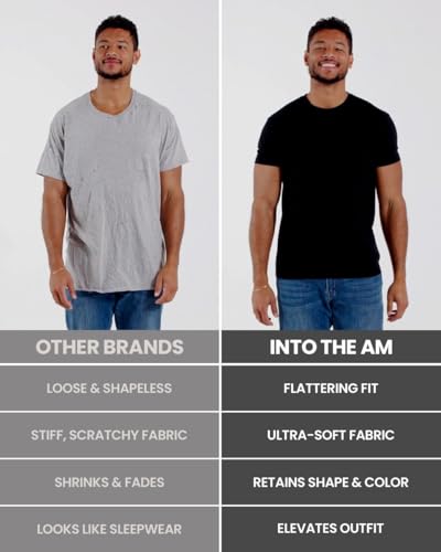 INTO THE AM Mens T Shirts Soft Cotton Blend Crew Neck Tee S - 4XL Athletic Fit Plain Casual T-Shirt for Men