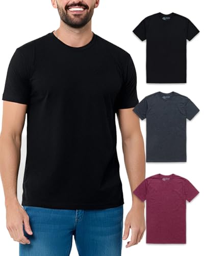 INTO THE AM Mens T Shirts Soft Cotton Blend Crew Neck Tee S - 4XL Athletic Fit Plain Casual T-Shirt for Men