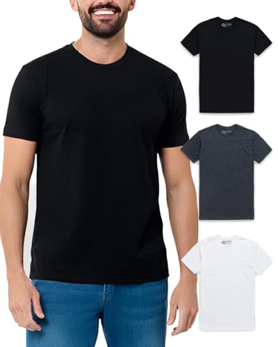 INTO THE AM Mens T Shirts Soft Cotton Blend Crew Neck Tee S - 4XL Athletic Fit Plain Casual T-Shirt for Men
