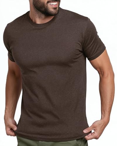 INTO THE AM Mens T Shirts Soft Cotton Blend Crew Neck Tee S - 4XL Athletic Fit Plain Casual T-Shirt for Men