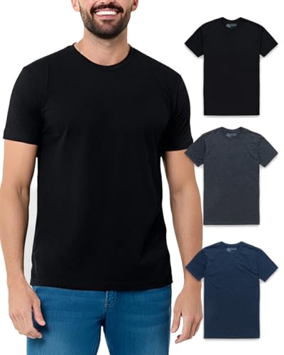 INTO THE AM Mens T Shirts Soft Cotton Blend Crew Neck Tee S - 4XL Athletic Fit Plain Casual T-Shirt for Men