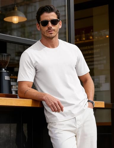 EKLENTSON Men's Cotton Crewneck T-Shirts Short Sleeve Plain Tee Moisture Wicking Casual Tshirts Solid Color