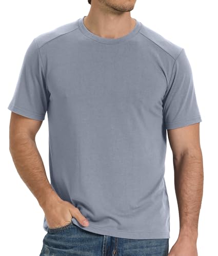 BAMBOO COOL Mens Undershirts Pack, Soft T Shirts for Men, Moisture Wicking Tees, Stretchy Breathable Crew Neck Inner Shirt