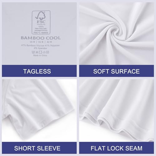 BAMBOO COOL Mens Undershirts Pack, Soft T Shirts for Men, Moisture Wicking Tees, Stretchy Breathable Crew Neck Inner Shirt