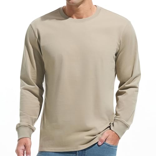 VEIISAR Men's Heavy Weight Crew Neck T-Shirt Mens Premium Cotton Tee - Pre Shrunk S-3XL