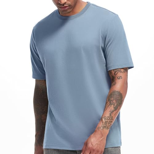 VEIISAR Men's Heavy Weight Crew Neck T-Shirt Mens Premium Cotton Tee - Pre Shrunk S-3XL