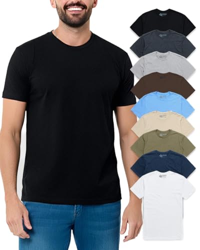 INTO THE AM Mens T Shirts Soft Cotton Blend Crew Neck Tee S - 4XL Athletic Fit Plain Casual T-Shirt for Men