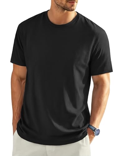EKLENTSON Men's Cotton Crewneck T-Shirts Short Sleeve Plain Tee Moisture Wicking Casual Tshirts Solid Color