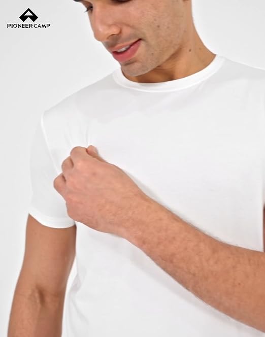 Pioneer Camp Mens Bamboo Viscose T Shirt Ultra Soft Plain Tshirts for Men Cooling Crew Neck Casual Basic Tee Shirt Undershirt