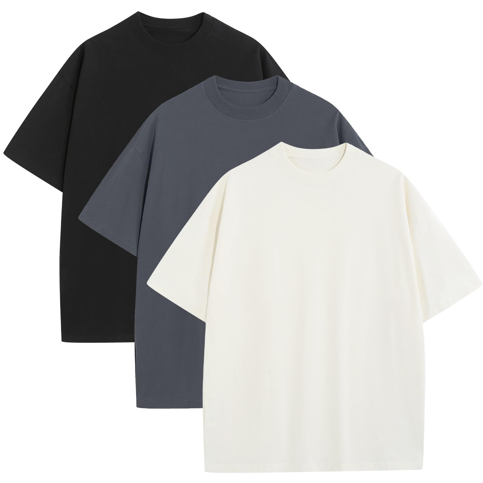 Mens Oversized T-Shirts Fashion Loose Fit Crewneck Tshirt Streetwear Heavyweight Short Sleeve Gym Workout Tops