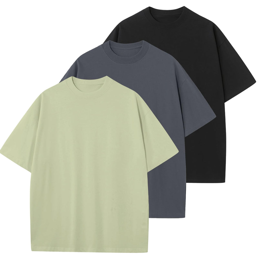 KEEPSHOWING Men's Cotton T-Shirts Oversized Unisex Short Sleeve Crew Neck Loose Basic Tops Solid Athletic Tee