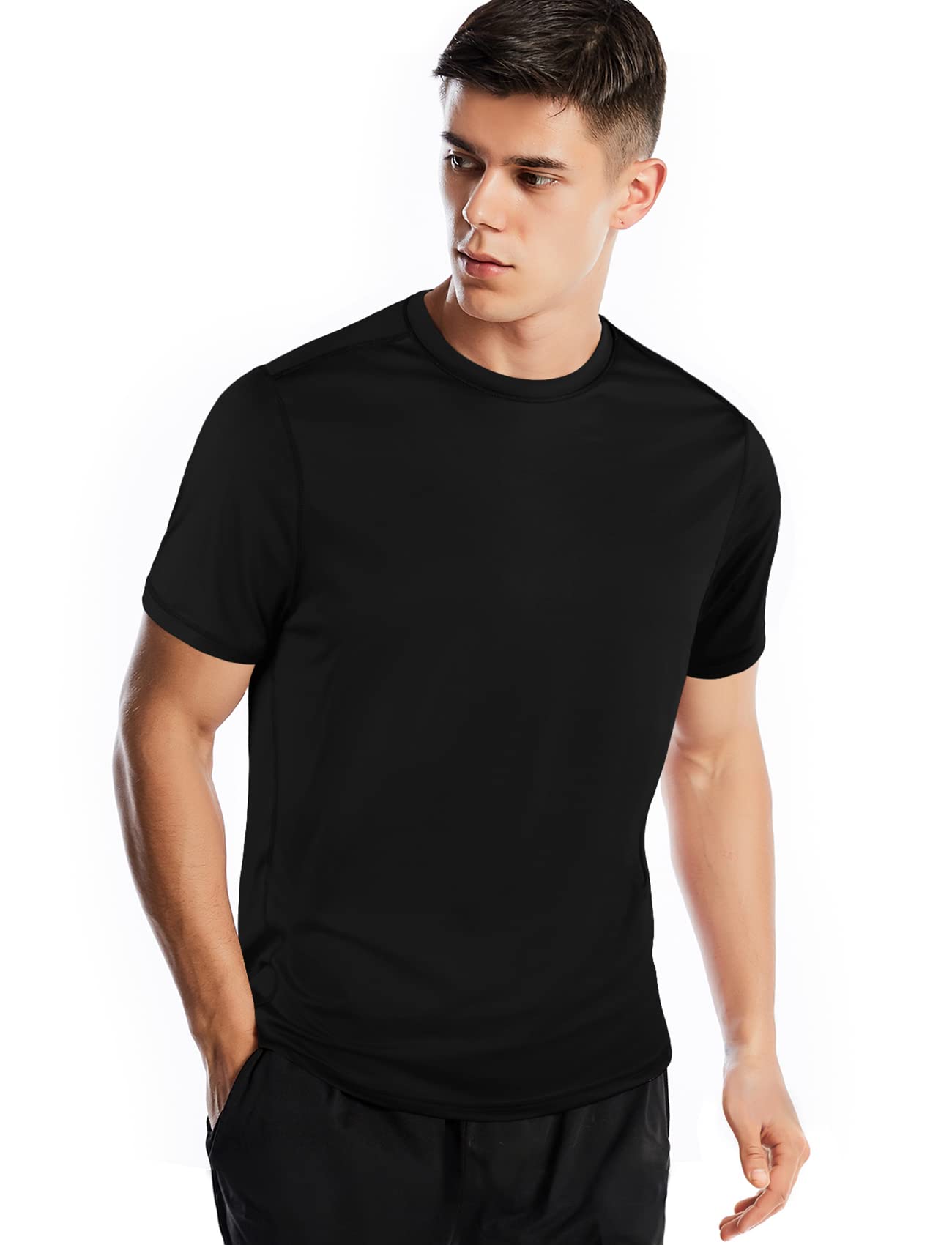 Men’s Short Sleeve Quick Dry Moisture Wicking Active Crew Neck T Shirt - Athletic Running Gym Workout Tee Tops
