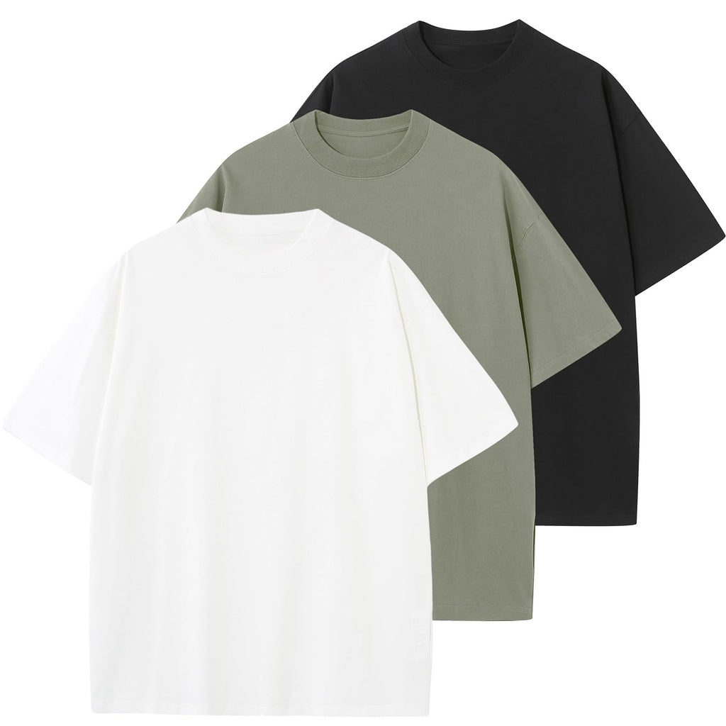 KEEPSHOWING Men's Cotton T-Shirts Oversized Unisex Short Sleeve Crew Neck Loose Basic Tops Solid Athletic Tee
