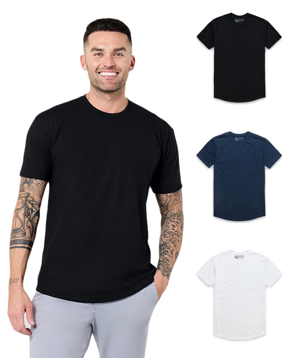 INTO THE AM Mens T Shirts Soft Cotton Blend Crew Neck Tee S - 4XL Athletic Fit Plain Casual T-Shirt for Men