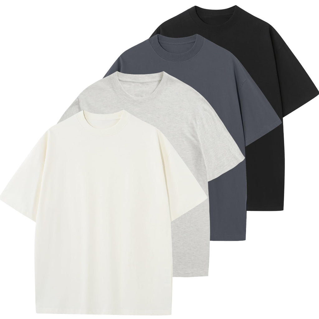 KEEPSHOWING Men's Cotton T-Shirts Oversized Unisex Short Sleeve Crew Neck Loose Basic Tops Solid Athletic Tee
