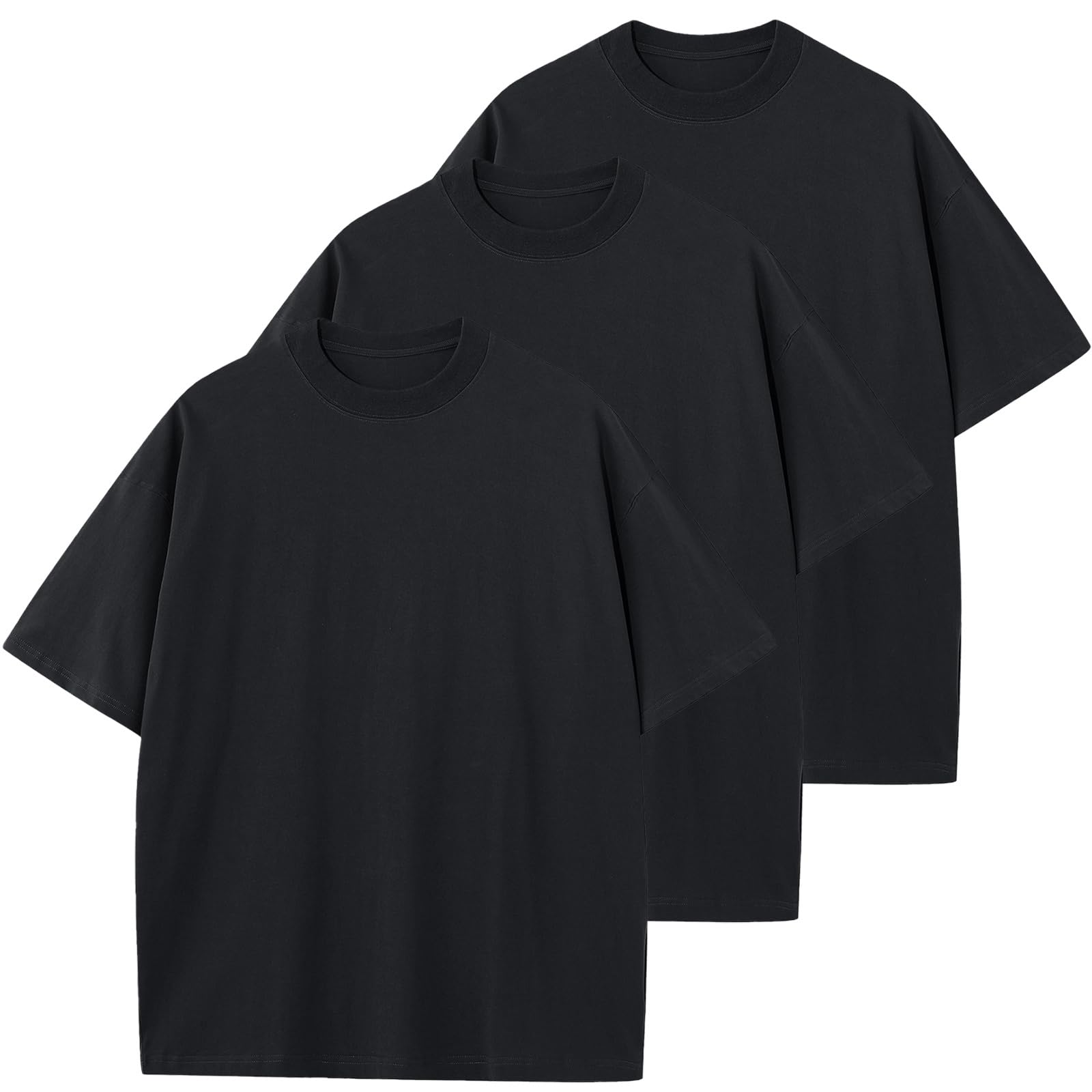 KEEPSHOWING Men's Cotton T-Shirts Oversized Unisex Short Sleeve Crew Neck Loose Basic Tops Solid Athletic Tee