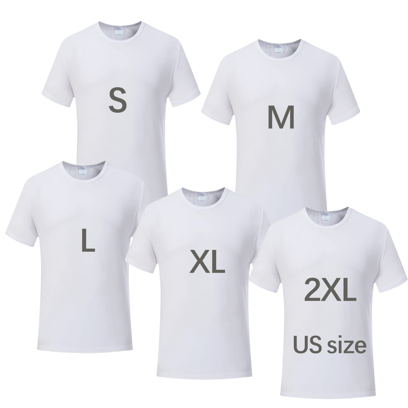 JenPen 5 Pcs Unisex Sublimation Shirts Bulk Blank Polyester T Shirt White Crew Neck Short Sleeve for Women Men Adult Kid