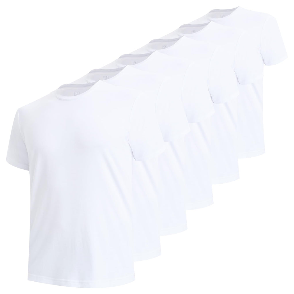 BAMBOO COOL Mens Undershirts Pack, Soft T Shirts for Men, Moisture Wicking Tees, Stretchy Breathable Crew Neck Inner Shirt
