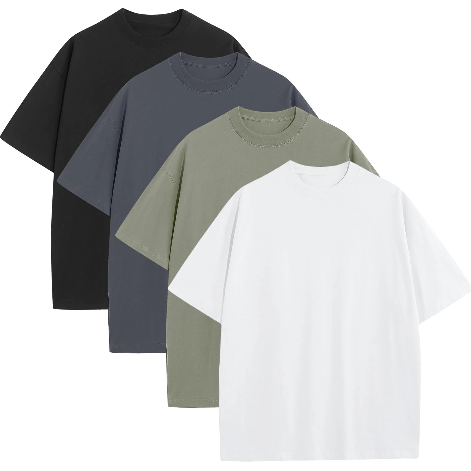 Mens Oversized T-Shirts Fashion Loose Fit Crewneck Tshirt Streetwear Heavyweight Short Sleeve Gym Workout Tops