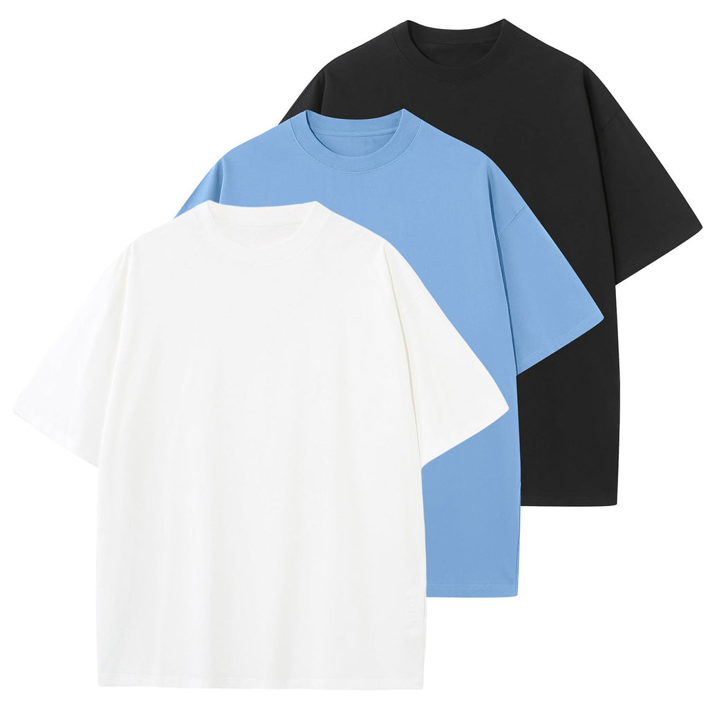 KEEPSHOWING Men's Cotton T-Shirts Oversized Unisex Short Sleeve Crew Neck Loose Basic Tops Solid Athletic Tee