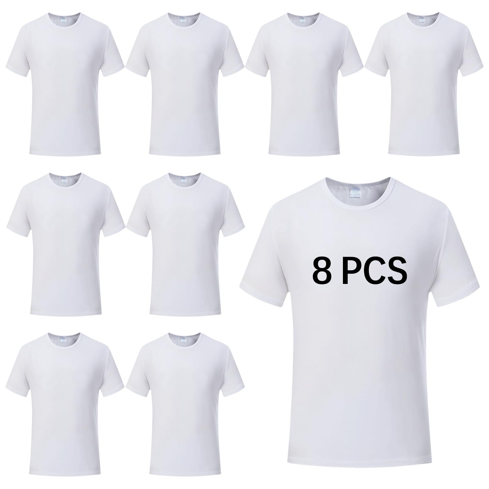 ORJ 5 PCS Unisex Sublimation Blank T Shirt White Polyester Shirts Crew Neck Short Sleeve for Sublimation T Shirt