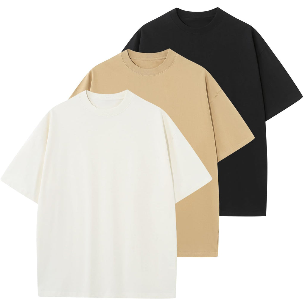 KEEPSHOWING Men's Cotton T-Shirts Oversized Unisex Short Sleeve Crew Neck Loose Basic Tops Solid Athletic Tee
