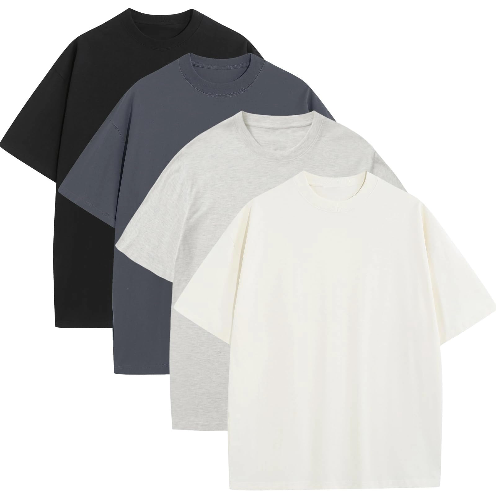Mens Oversized T-Shirts Fashion Loose Fit Crewneck Tshirt Streetwear Heavyweight Short Sleeve Gym Workout Tops