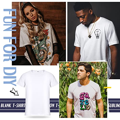 JenPen 5 Pcs Unisex Sublimation Shirts Bulk Blank Polyester T Shirt White Crew Neck Short Sleeve for Women Men Adult Kid