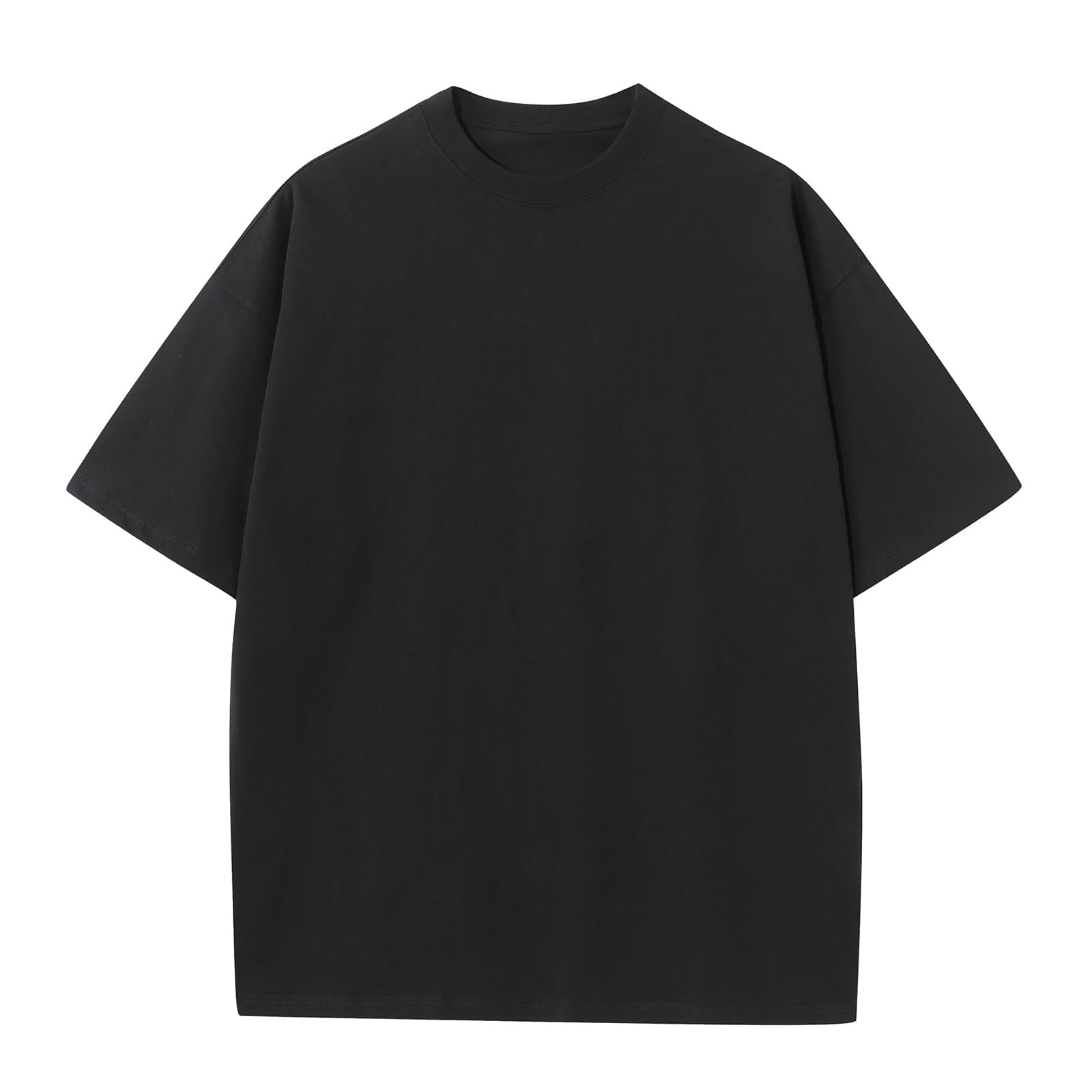 KEEPSHOWING Men's Cotton T-Shirts Oversized Unisex Short Sleeve Crew Neck Loose Basic Tops Solid Athletic Tee