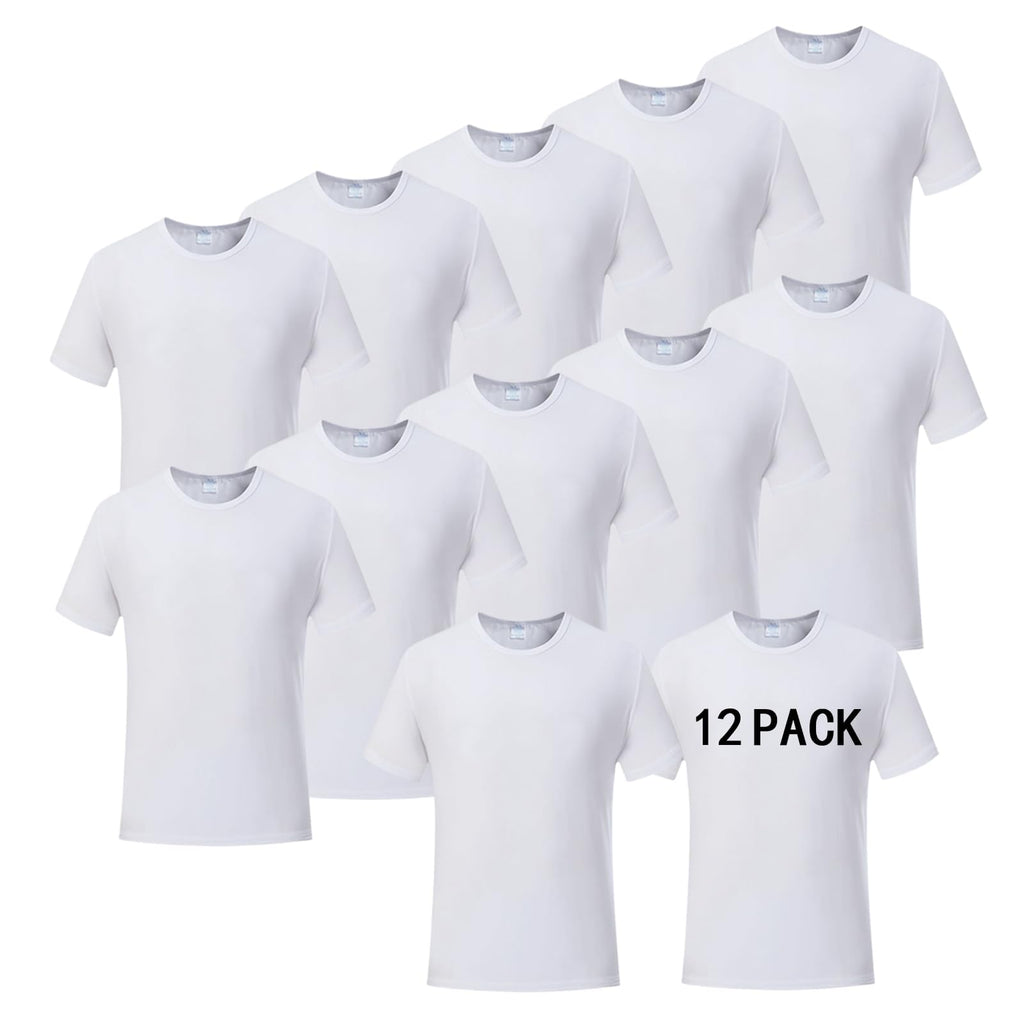 JenPen 5 Pcs Unisex Sublimation Shirts Bulk Blank Polyester T Shirt White Crew Neck Short Sleeve for Women Men Adult Kid