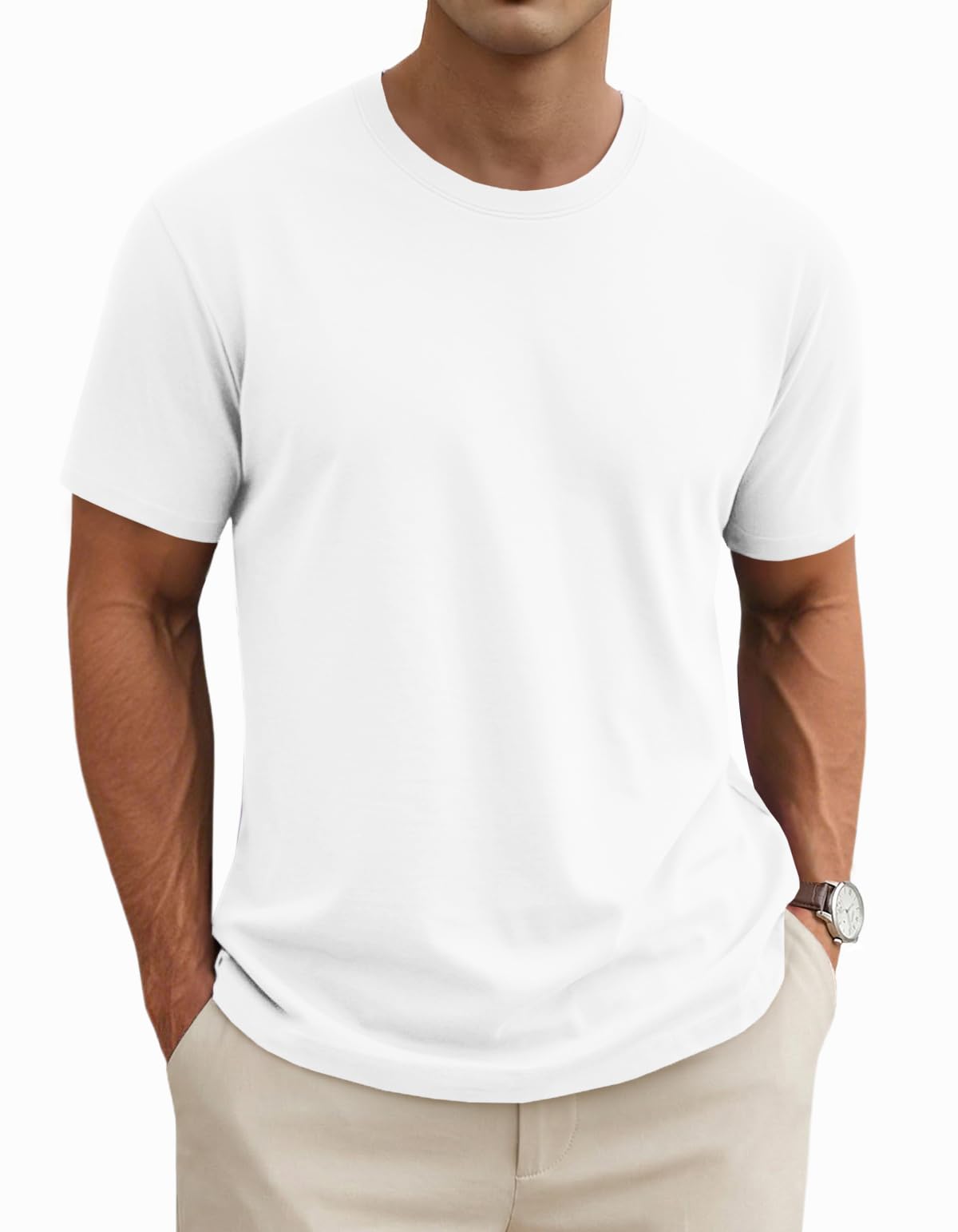 EKLENTSON Men's Cotton Crewneck T-Shirts Short Sleeve Plain Tee Moisture Wicking Casual Tshirts Solid Color